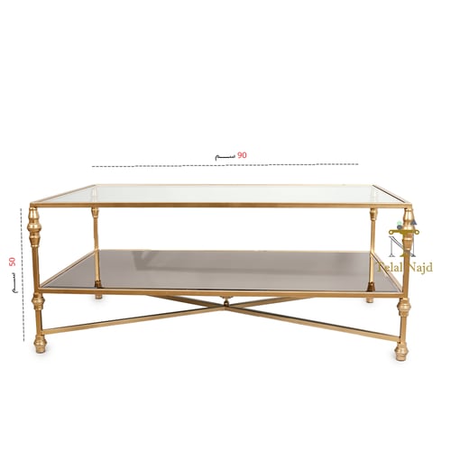 طاولة تقديم دورين زجاج شفاف وبني