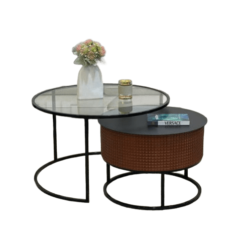 طقم طاولتين لون بني