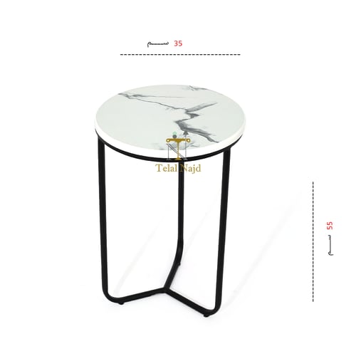 طقم طاولة تقديم مع 4 طاولات خدمة لون اسود سطح خشب