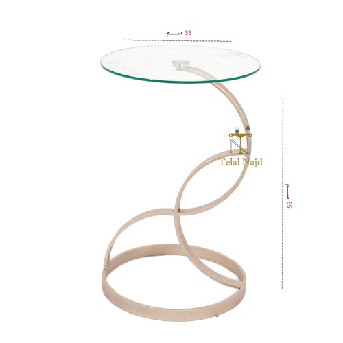 طاولة خدمة قاعدة حديد لون مكس وسطح زجاج