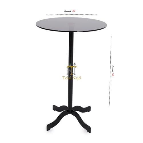 طاولة خدمة بتصميم عصري لون اسود وسطح زجاج اسود