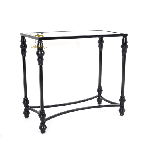 طاولة خدمة تصميم أنيق قاعدة حديد لون أسود وسطح زجا...