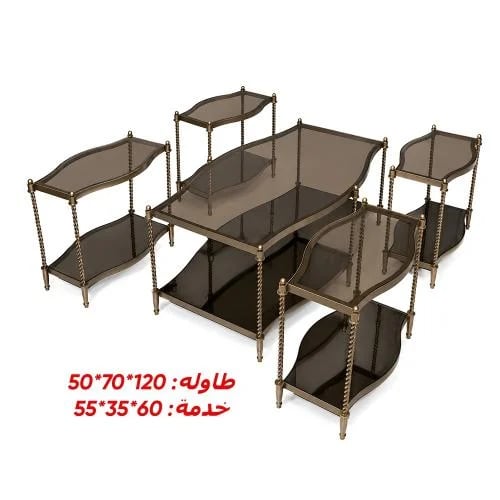 طقم طاولة فاخرة 1+4 لون نحاسي