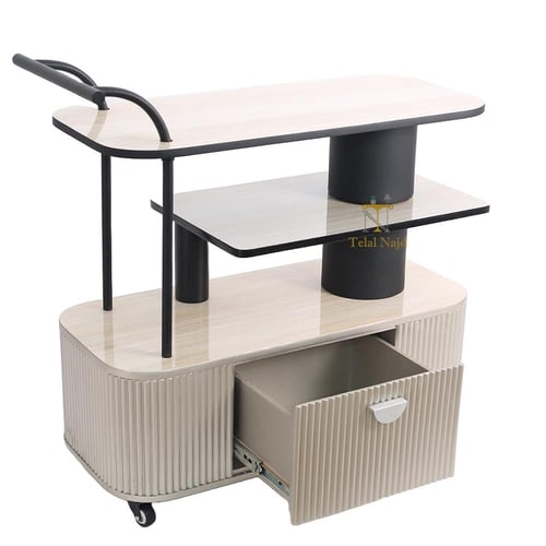 عربية ضيافة ديكور خشب مع معدن بتصميم عصري