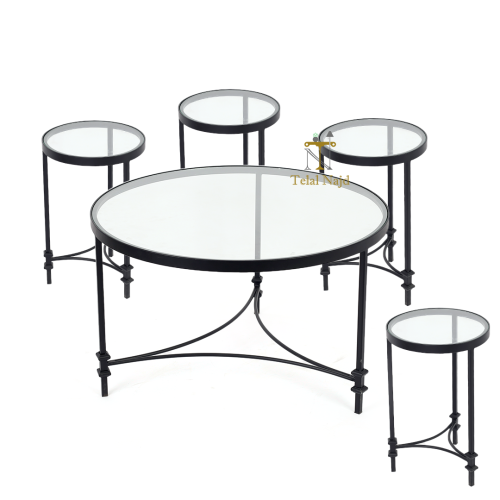 طقم طاولات تقديم 4 طاولات خدمة وطاولة كبيرة قواعد...