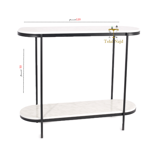 طاولة مدخل كونسول دورين سطح خشب لون أبيض وقواعد حد...