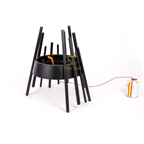 منقل شوي غاز وحطب بشكل تاج مصنوع من الحديد لون أسو...