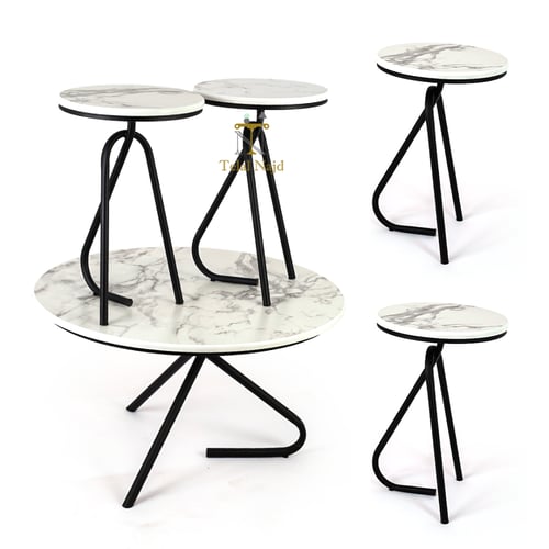 طقم طاولات تقديم 5 قطع مع طاولة كبيرة قواعد حديد ل...