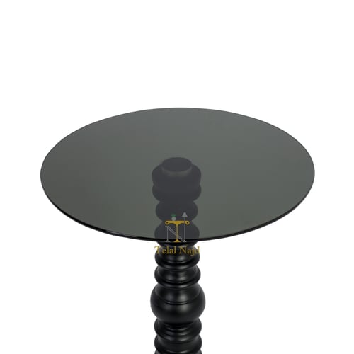 طاولة خدمة خشب قاعده رخام صناعي وسطح زجاج لون أسود