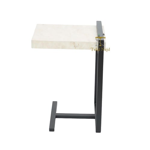 طاولة خدمة بديل رخام لون بيج قاعدة معدن لون اسود م...