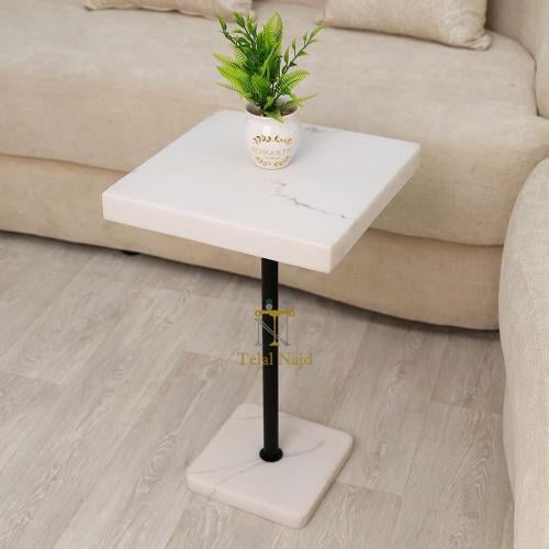 طاوله خدمة رخام لون ابيض واسود