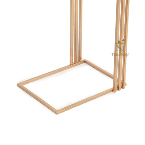 طاولة خدمة مستطيله مع ديكور لون ذهبي سطح خشب رخامي...