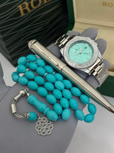 طقم من ساعة وسبحة وقلم كامل