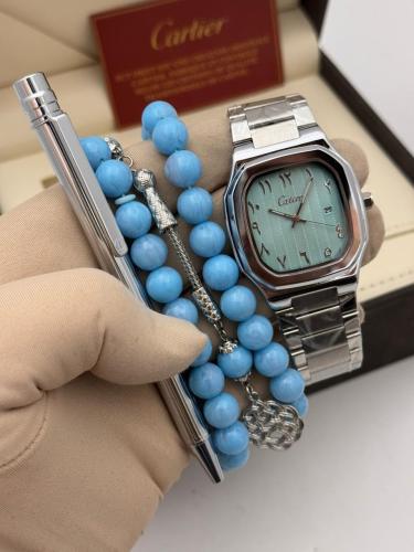 طقم ساعة رجالي سبحه بكالايت تركي وقلم