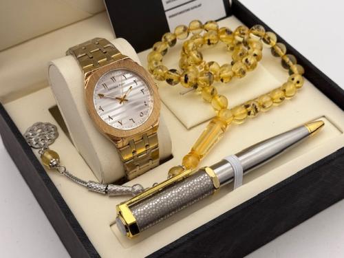 طقم من ساعة وسبحة وقلم كامل