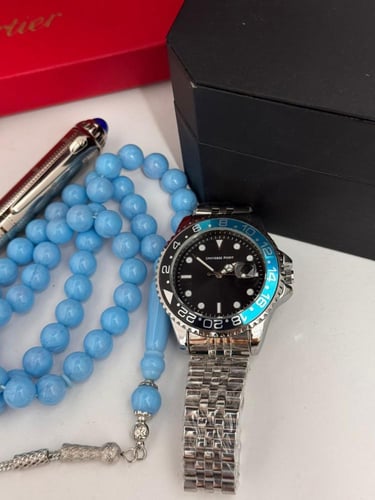 طقم ساعة رجالي سبحة بكالايت تركي وقلم