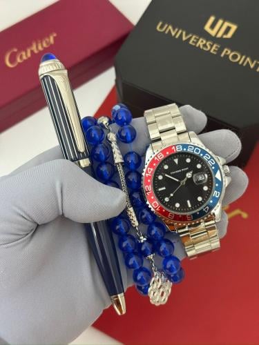 طقم فاخر ساعة وسبحة بكالايت تركي وقلم سانتوس