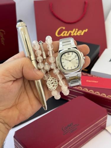 طقم ساعة اصلية ضمان وسبحة تركية وقلم كارتير