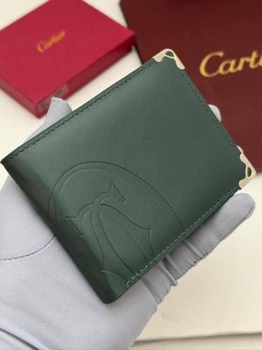 محفظة جلدية كارتير اخضر زيتي