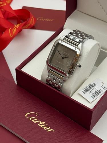 ساعة كارتير سانتوس رجالية - ميناء فضي وأرقام لاتين...