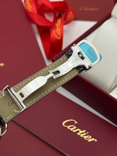 ساعة كارتير روند للجنسين - سوار جلد أسود وميناء أس...