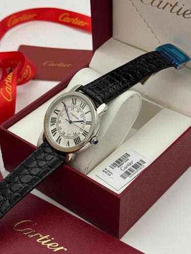 ساعة كارتير روند للجنسين - سوار جلد أسود وميناء أب...