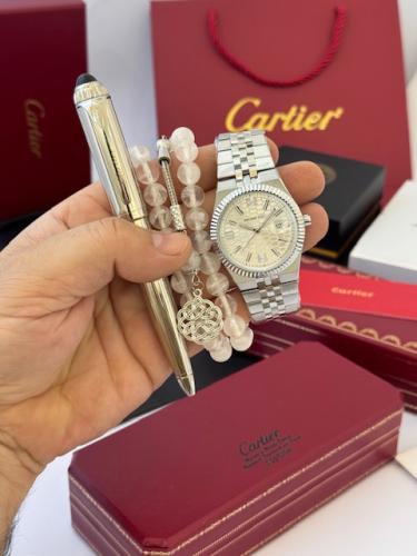 طقم ساعة اصلية ضمان وسبحة تركية وقلم كارتير
