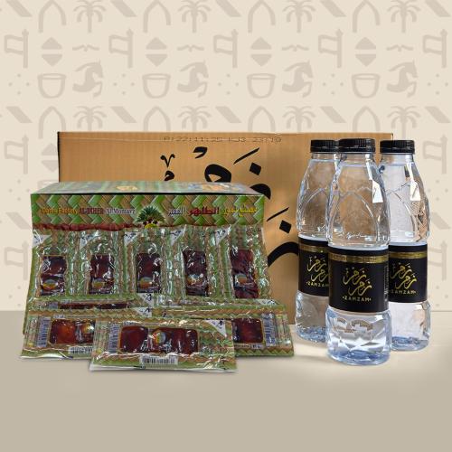 بكج ماء زمزم و تمر محشي باللوز