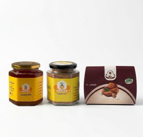 بكج الطاقة . عسل سدر وقهوة عربية وتمر محشي باللوز