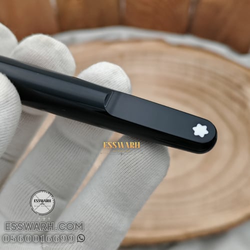 قلم مونت بلانك - اسود كامل - غطاء - كروم - موديل ر...