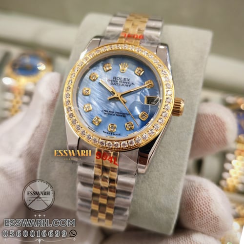 ساعة رولكس ديت جست - موديل نسائي - مقاس 31 خط اسود