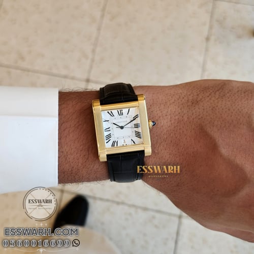 ساعة كارتير تانك نورمال مقاس 37 جلد ذهبي