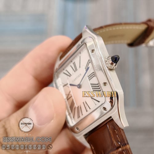 ساعة كارتير سانتوس دومو مقاس 40 جلد بني
