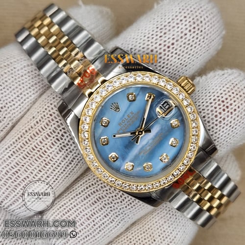 ساعة رولكس ديت جست - موديل نسائي - مقاس 31 خط ذهبي