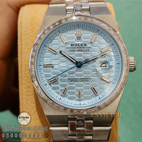 ساعة رولكس لاند دويلر 2025 - مقاس 40 - ايطار فصوص...