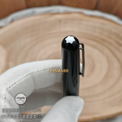 قلم مونت بلانك - اسود كامل - غطاء - كروم - موديل ر...