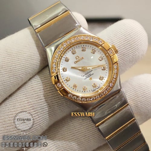 ساعة اوميقا النسائية مقاس 28 بايطار فصوص