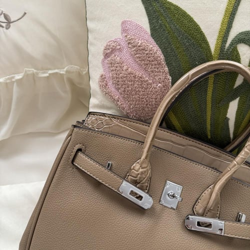 بيركن 25سم - لون بيج جلد كروك