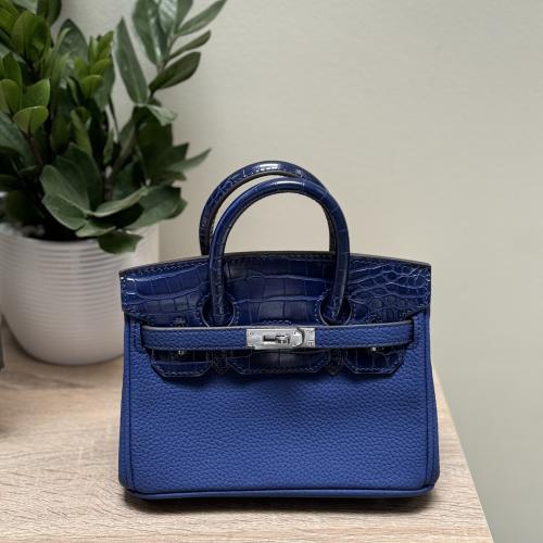 بيركن 20سم - لون ازرق جلد كروك