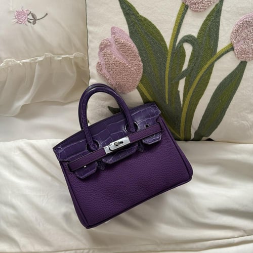 بيركن 20سم - لون بنفسجي جلد كروك