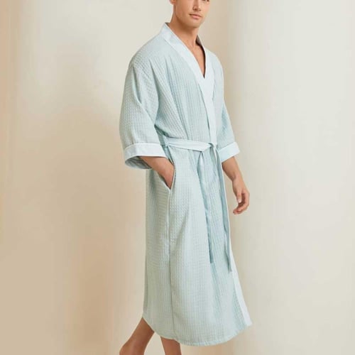 روب استحمام وافل تركواز ريفي - Turquoise Waffle Ba...