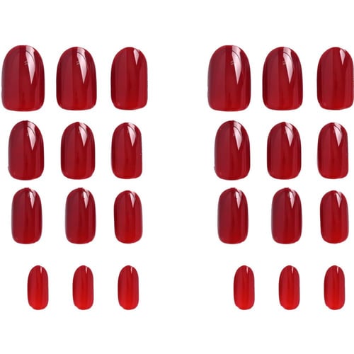 اظافر اوفال لاصق ذاتي لون أحمر لامع 22 - Katia Pre...