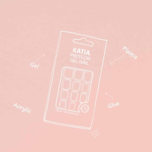 اظافر اوفال بالصق ذاتي لون أحمر لامع 24 - Katia Pr...