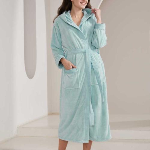 روب مودرن تركواز بقبعة ريفي- Turquoise Modern Robe...