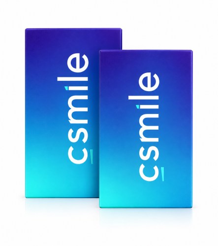 عبوتان من لصقات تبييض الأسنان الأرجوانية من Csmile