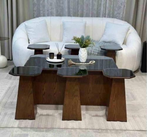 طقم طاولات قشر جوز 6 خدمة