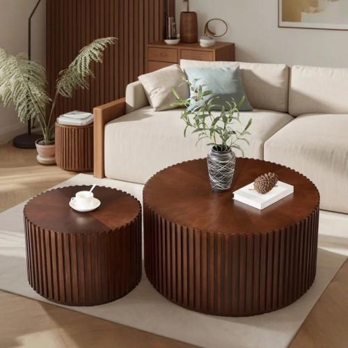 طقم طاولات قهوة خشب الجوز