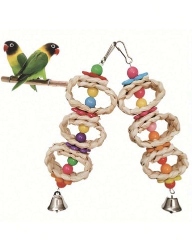 لعبة للطيور ملونة مع جرس