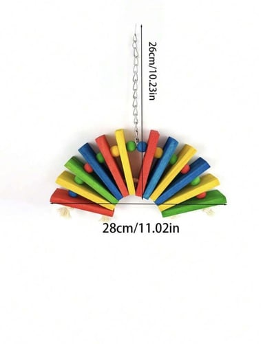 لعبة للطيور بشكل قوس من قطع الخشب ملونة