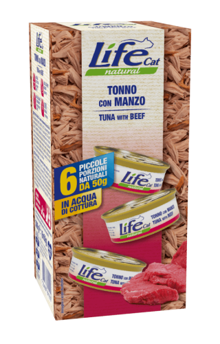 لايف كات التونا مع اللحم البقري كرتون 6 × 50 جم